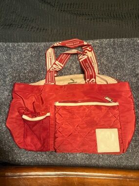 Steve Madden Red Quilted Tote with Branded Straps
